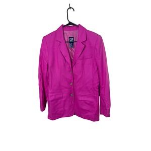 GAP Women's Hot Pink Wool‎ Blend Blazer Classic Button Career Jacket Size M